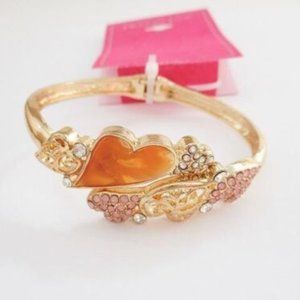 Heart Gold Tone Gold Cuff Bracelet